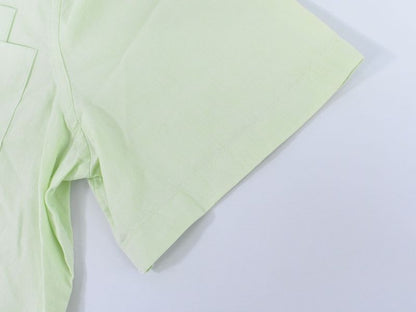 Authentic Hermes Cotton Shirt Short Sleeve Tops Lime Green Men's Clothing