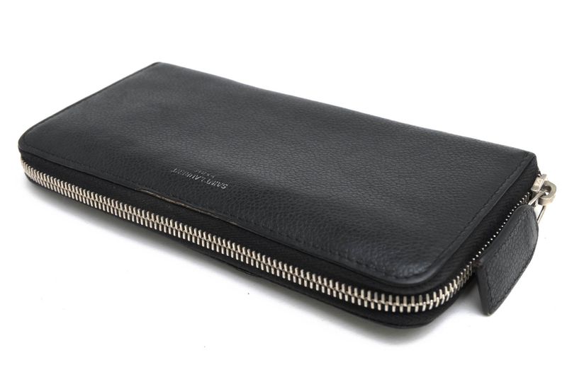 Saint Laurent/Yves Saint Laurent Long Wallet Ladies Women Leather Genuine Black
