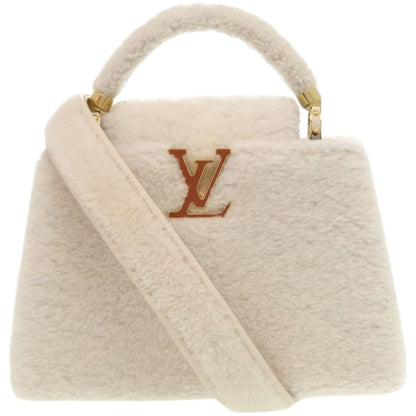 Louis Vuitton Capucines BB Shearling Lamb Leather White Handbag