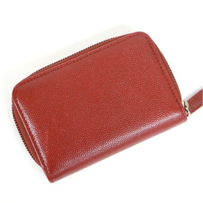 Chanel Caviar Leather Coin Case Red Silver — view 2