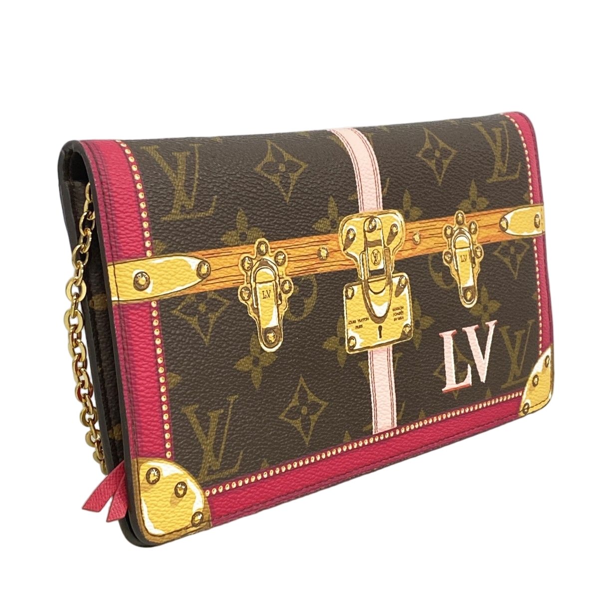 Louis Vuitton Shoulder Wallet Summer Trunk Pochette Weekend Brown Pink — view 2
