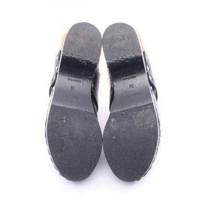 Hermes Sandals Carlotta Kelly Buckle Sabot Black Leather Mouton — view 4