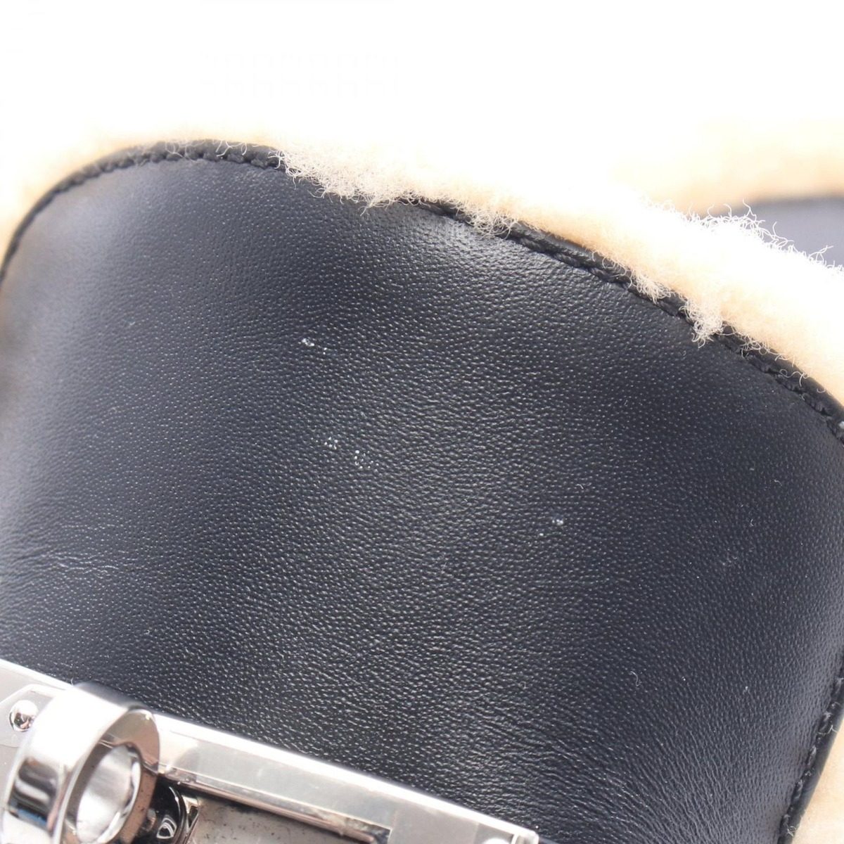 Hermes Sandals Carlotta Kelly Buckle Sabot Black Leather Mouton — view 8