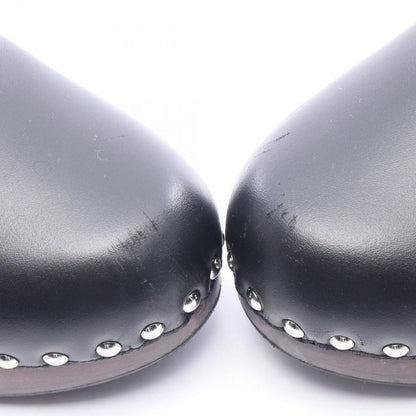 Hermes Sandals Carlotta Kelly Buckle Sabot Black Leather Mouton — view 9