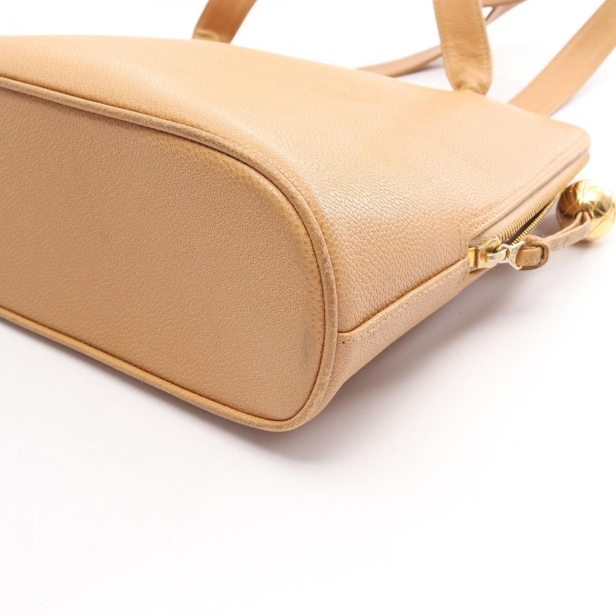 Chanel Tote CC Logo Beige Leather Calf CC Coco Ball Shoulder — view 8