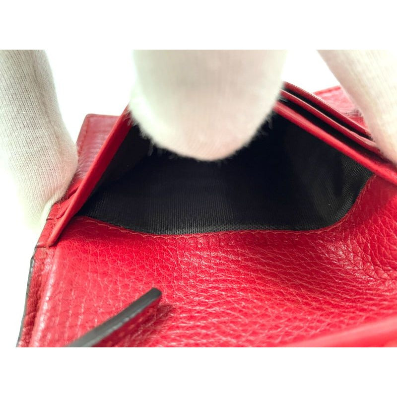 Gucci Animalier Taiga Head Leather Compact Wallet Red — view 12