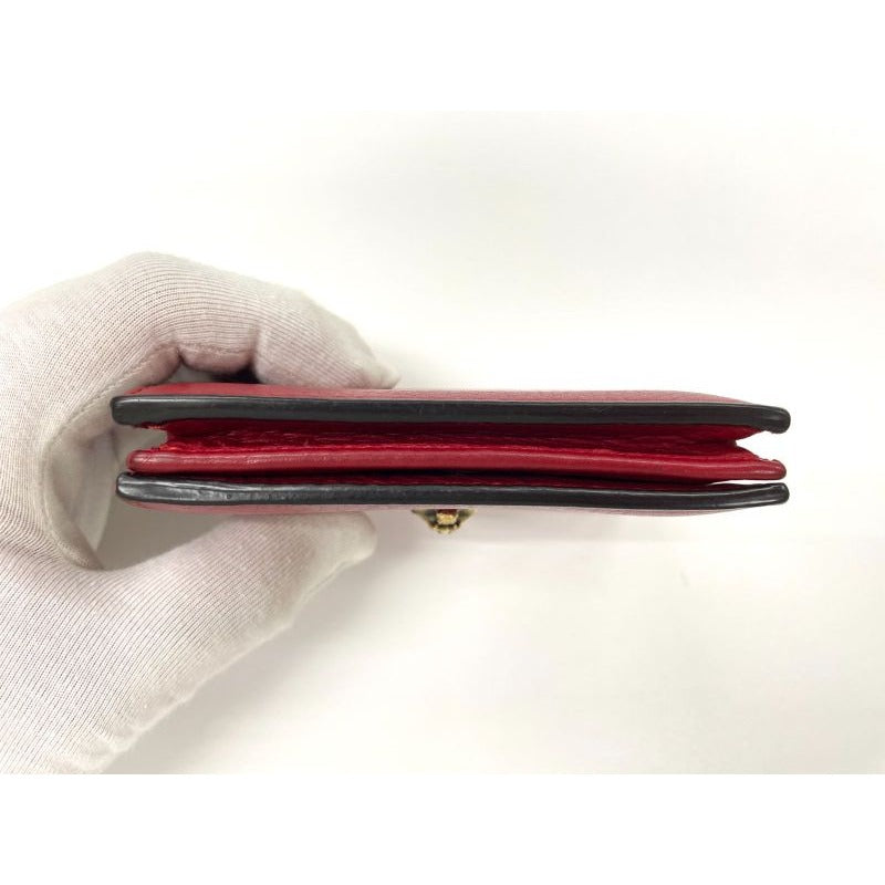 Gucci Animalier Taiga Head Leather Compact Wallet Red — view 4