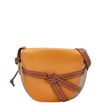 Loewe Anagram Gate Crossbody Shoulder Bag Brown Grey Leather