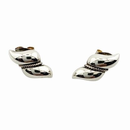 Tiffany & Co Twist Loop Stud Earrings 925 Sterling Silver Yellow Gold