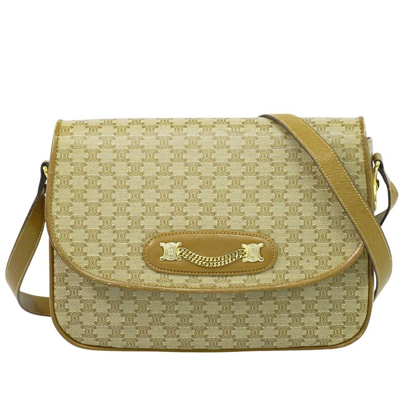 Authentic Celine Macadam Shoulder Bag Pochette PVC Beige Macadam Bag Pre-owned