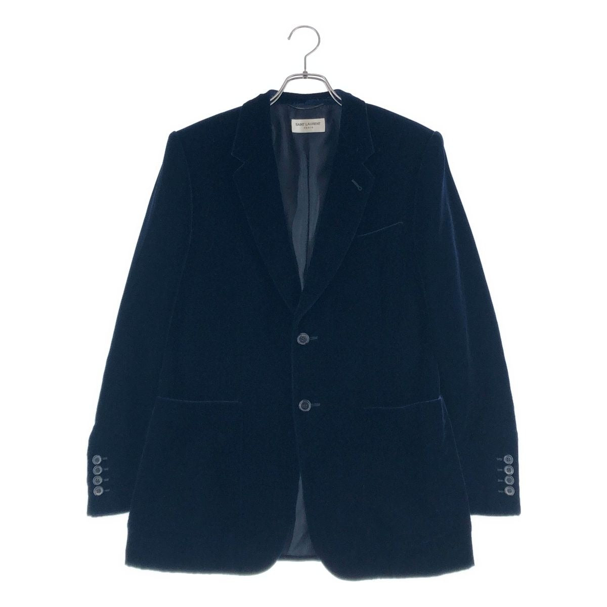 Saint Laurent Paris Eddie Era Velvet Velour Tweed Jacket 48 Dark Navy
