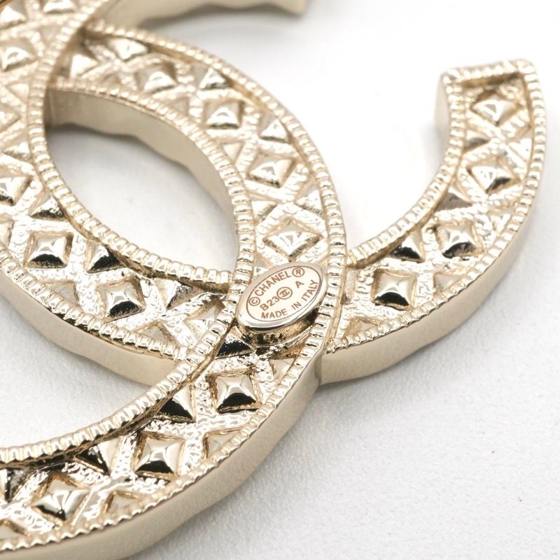 Chanel Brooch Corsage Gold Here Mark Rhinestone