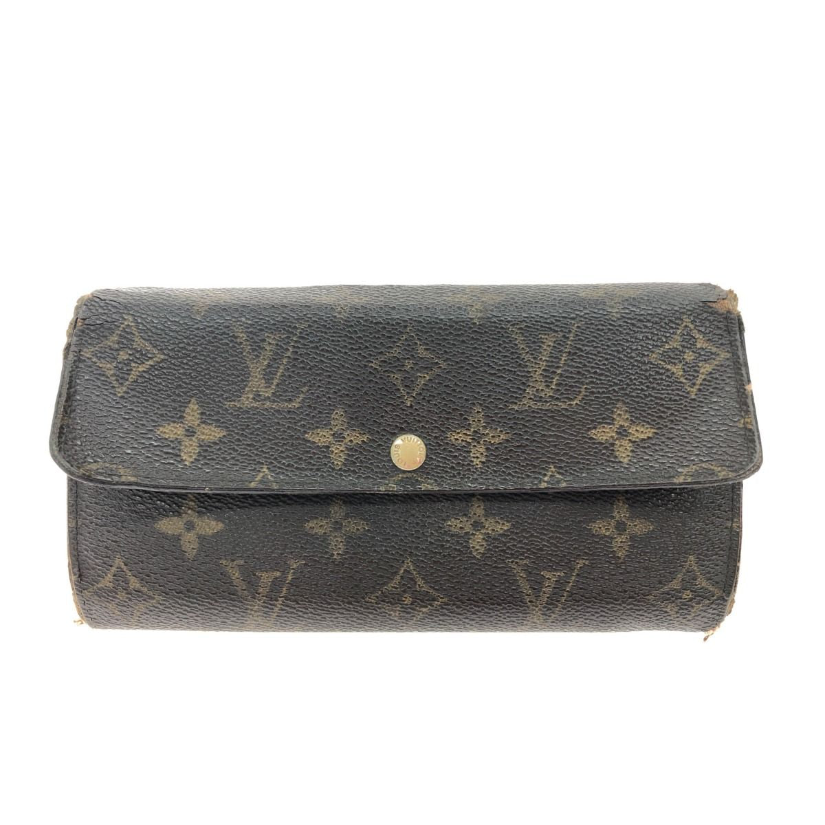 Louis Vuitton Women's Long Wallet Monogram Portefeuille Plate M61734 Brown