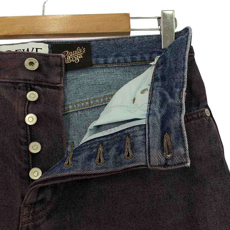 Loewe × Paula's Ibiza Paula's Ibiza Damaged Leather Patch Gradation Denim Pants