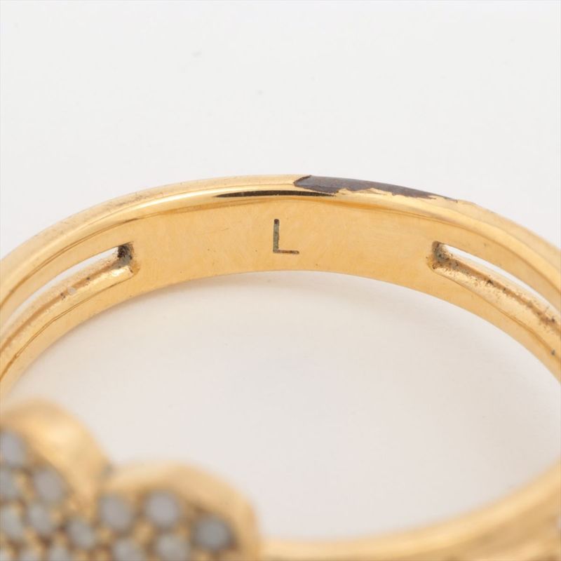 Christian DIOR Clair D Lune CD Heart Ring L (actual Size 13) GP And Faux Pearl