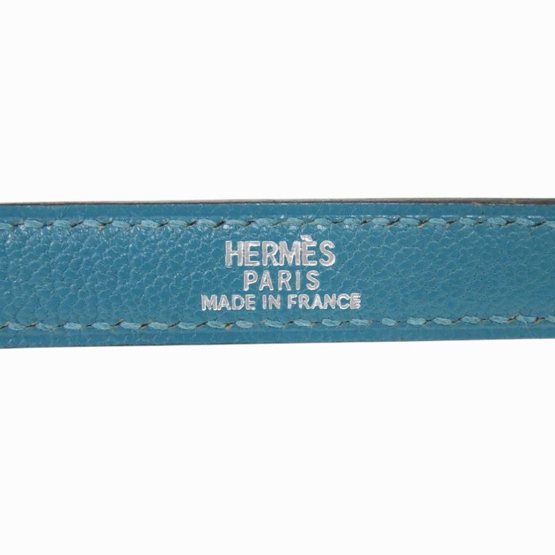 Hermes Chevre Turquoise Shoulder Strap Blue 0551 Hermes