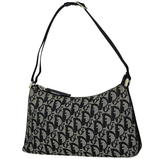 Dior Trotter Pattern Shoulder Bag Canvas Black