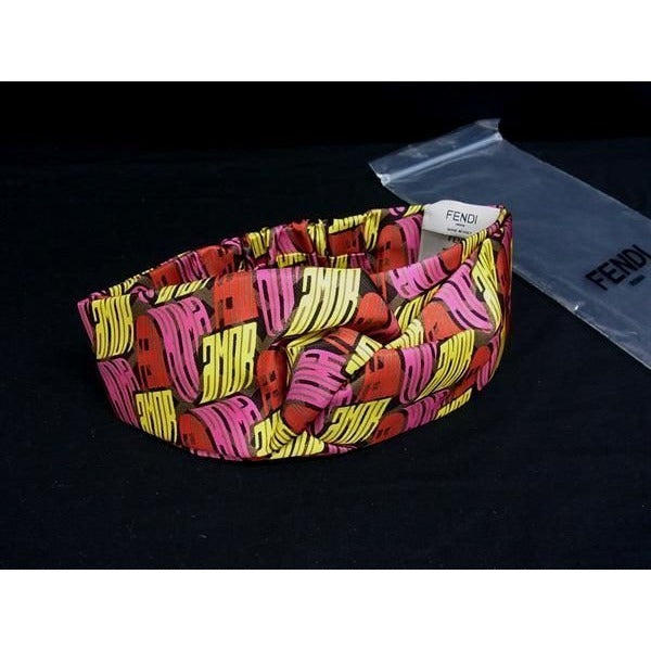 Fendi 100% Silk Allover Headband Hair Accessory Multicolor