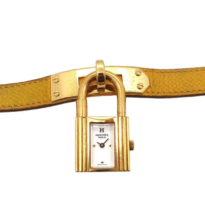 Hermes Kelly Watch Vintage Gold Yellow Quartz