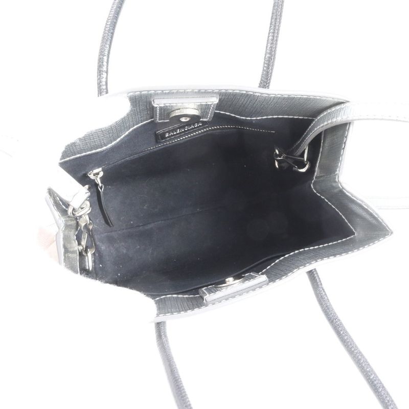 Balenciaga Shopping Tote XXS Leather 2WAY Shoulder Bag Crossbody Silver 597858