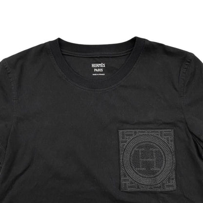 Hermes Short Sleeve T-Shirt Embroidered Pockets H4h4615da0234 Size 34 Cotton