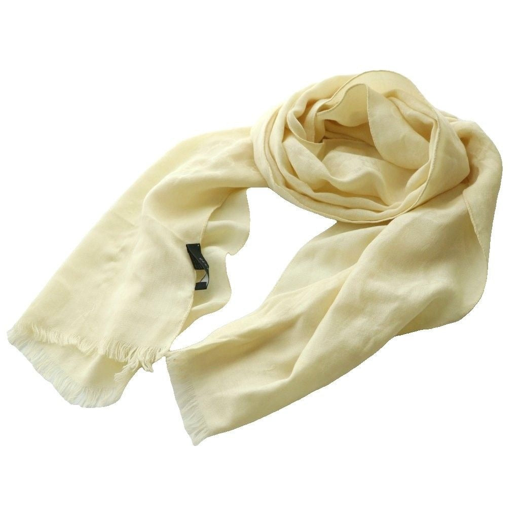 Gucci Wool Silk GG Pattern Shawl Scarf Ivory SS OS