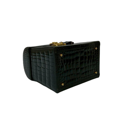 Gucci Vintage Ladylock Croco Leather Handbag Vanity