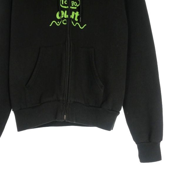 Balenciaga 17 AW Logo Print Zip Hoodie Fleece Lining S Black — view 4