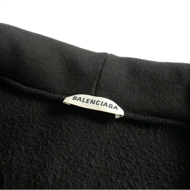 Balenciaga 17 AW Logo Print Zip Hoodie Fleece Lining S Black — view 6
