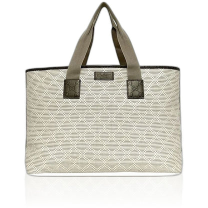 Gucci Tote White Beige Metallic Khaki Guccissima Line
