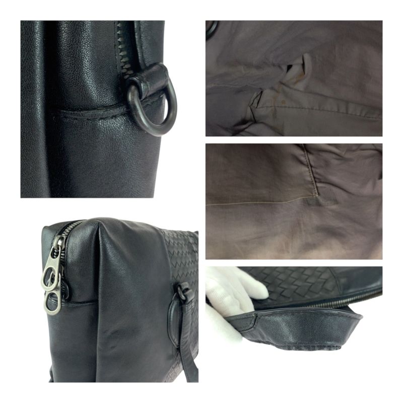 Bottega Veneta Intrecciato Black Silver Hardware Leather Business Bag Briefcase