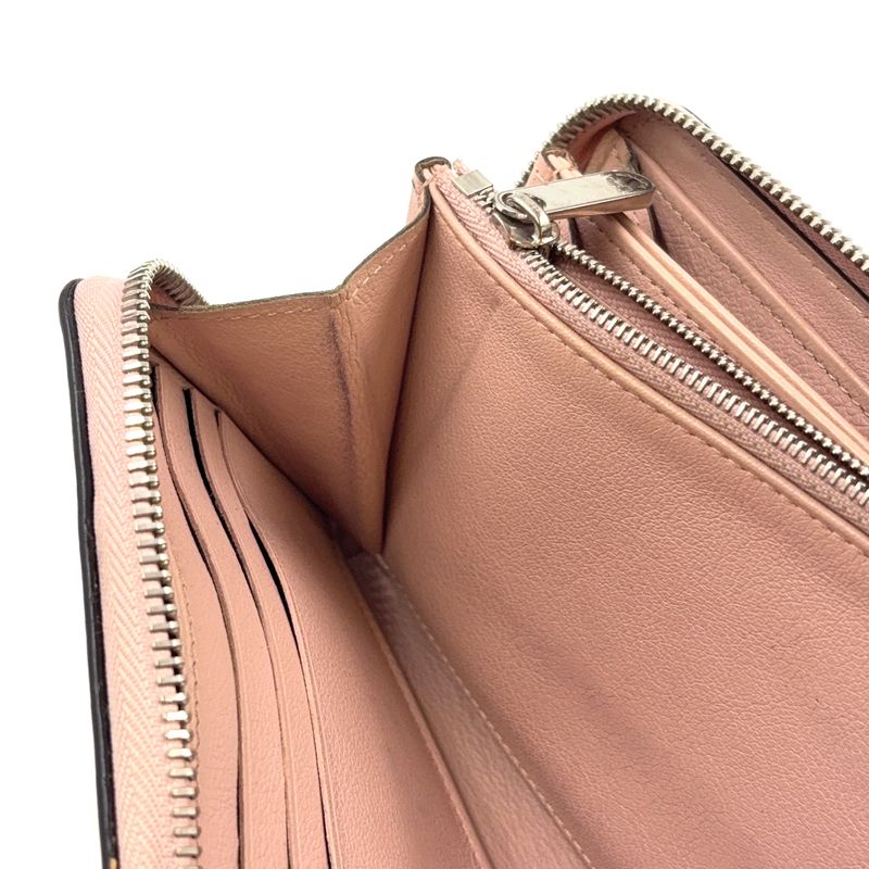 Louis Vuitton Zippy Wallet Mahina Magnolia Leather Light Pink Round Zipper Long