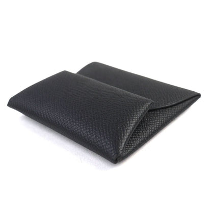 Hermes Bastia Vaux Epson Coin Case Black With W Engraved Box Made In France