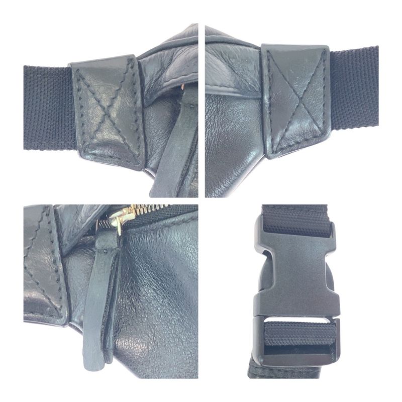 Balenciaga Everyday Logo Print Black Leather 552376 Body Bag Waist Bag Unisex