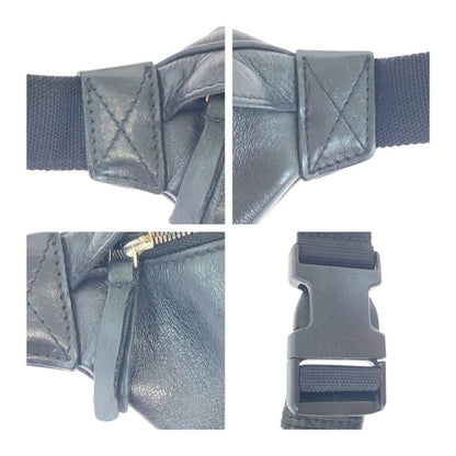 Balenciaga Everyday Logo Print Black Leather 552376 Body Bag Waist Bag Unisex