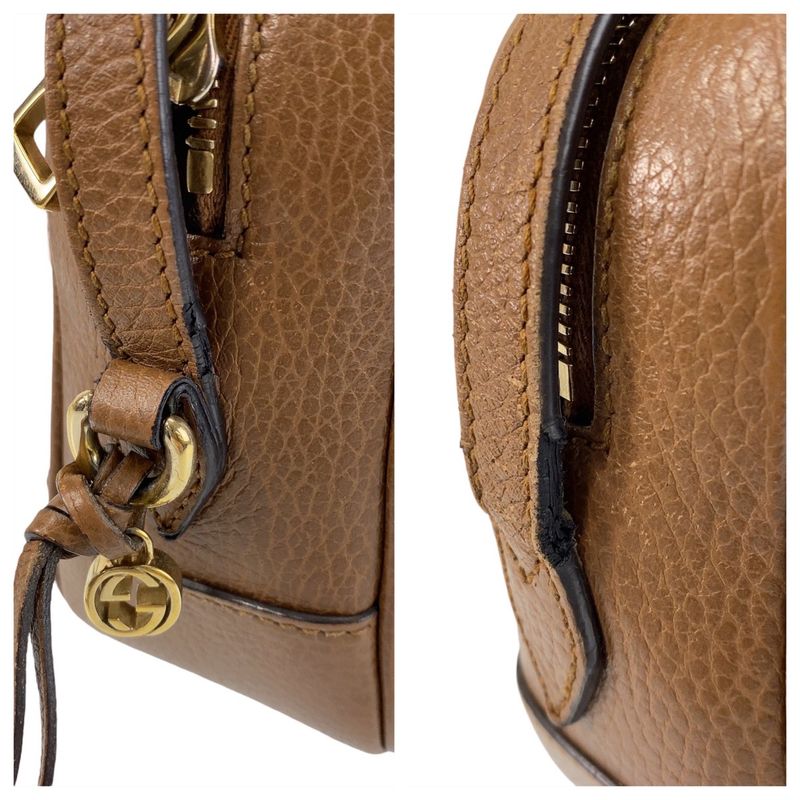 Gucci Brown Gold Hardware GG Canvas/leather 449413 Crossbody Shoulder Bag