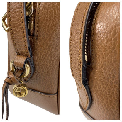 Gucci Brown Gold Hardware GG Canvas/leather 449413 Crossbody Shoulder Bag