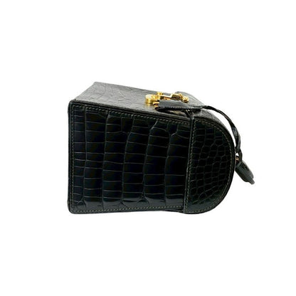 Gucci Vintage Ladylock Croco Leather Handbag Vanity