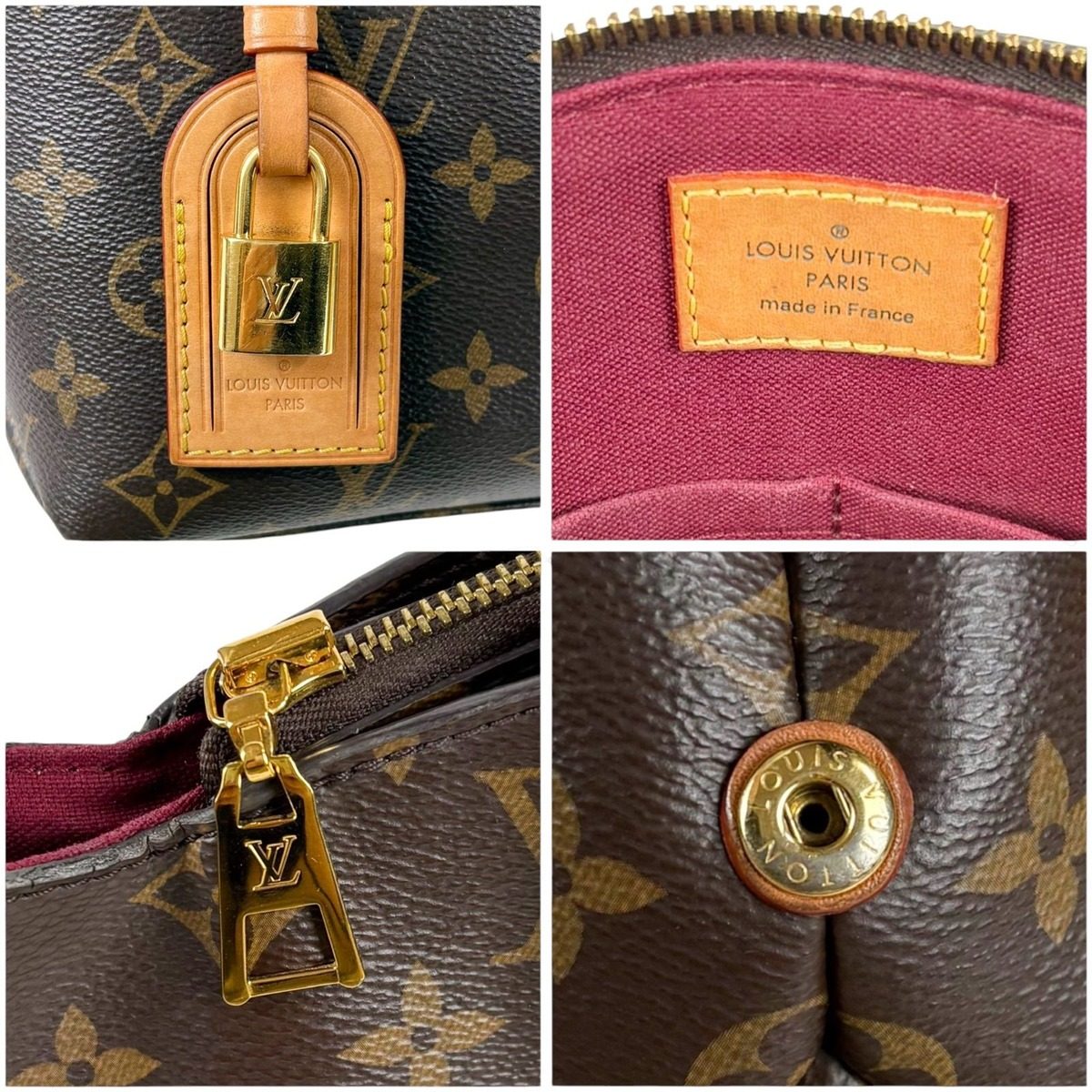 Louis Vuitton Petit Palais PM Handbag Monogram Leather Brown Padlock — view 10