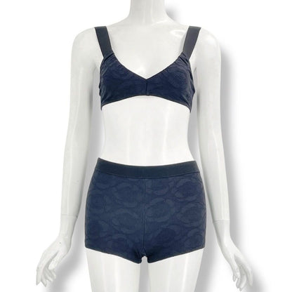 Chanel Swimsuit 36 CC Logo Camellia Set Black Swimwear