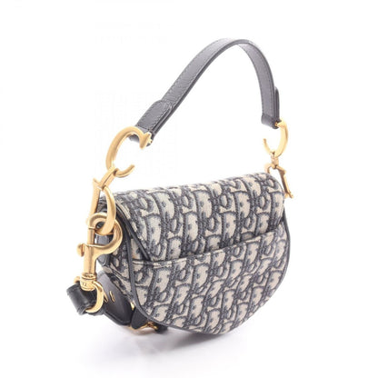 Dior Saddle Bag Mini Oblique Peacock Navy Canvas Leather — view 2