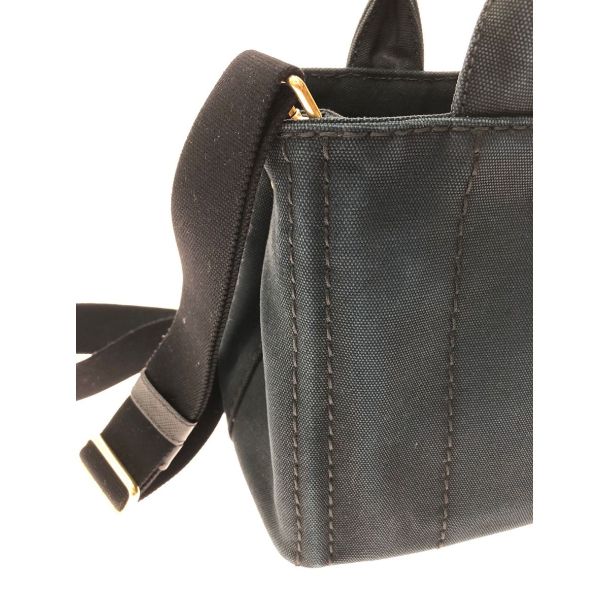 Prada Women's Tote Bag Canapa Canvas with Strap Shoulder Tote Navy