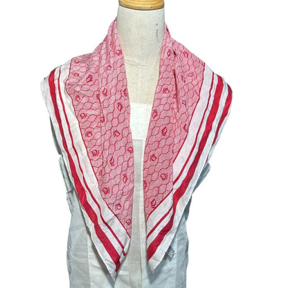 Christian Dior Old Square Line Trotter Silk Scarf Red and White