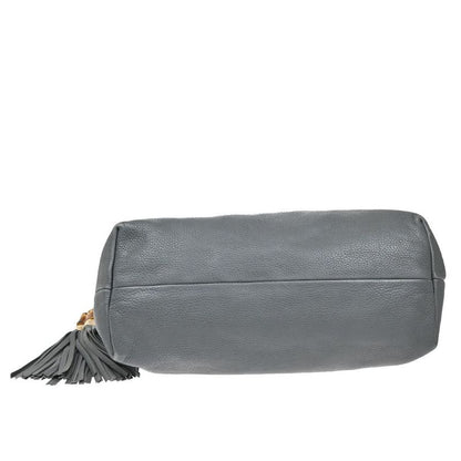 Gucci Shoulder Tote Bag Bamboo Tassel Leather Gray 38ka912