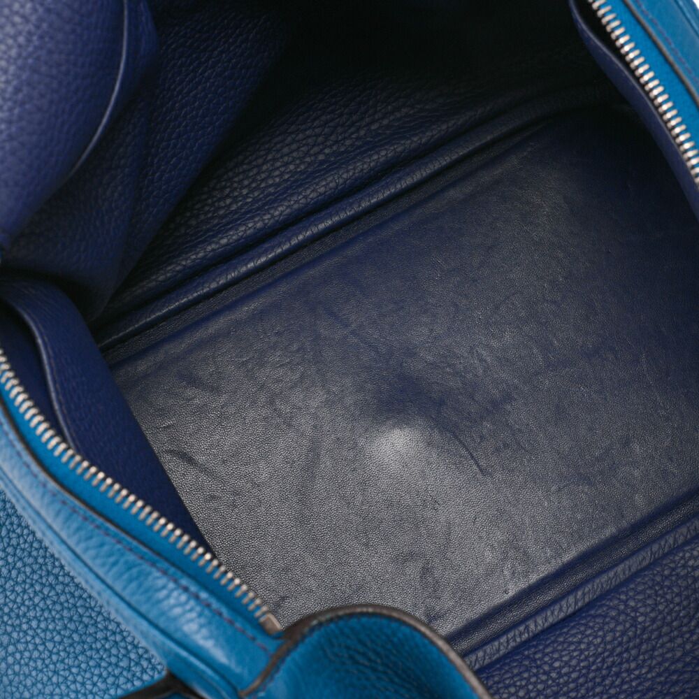 Hermes Lindy 30 2-way Shoulder Bag Taurillon Clemence Blue Baon And Blue Paon