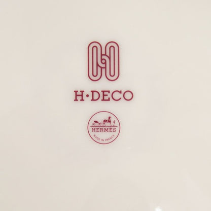 Hermes Dessert Plate (h-decor) Porcelain Red Porcelain Red Tableware 0473 Hermes