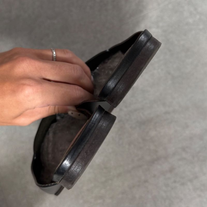 Chanel Coco Mark Leather Stitching Slip-on Sandals Black 34 1 2 21.5cm (8.46in)