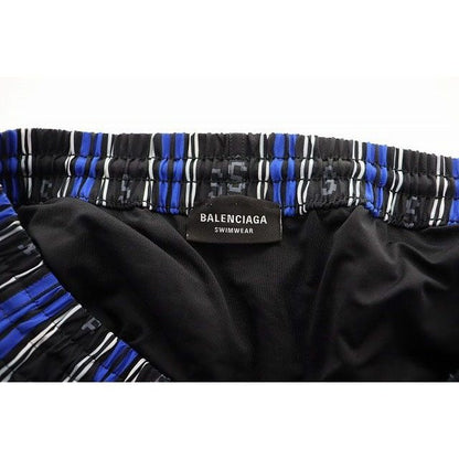 Balenciaga Logo Stripe Swin Short Blue XS Striped Swim Shorts — view 5