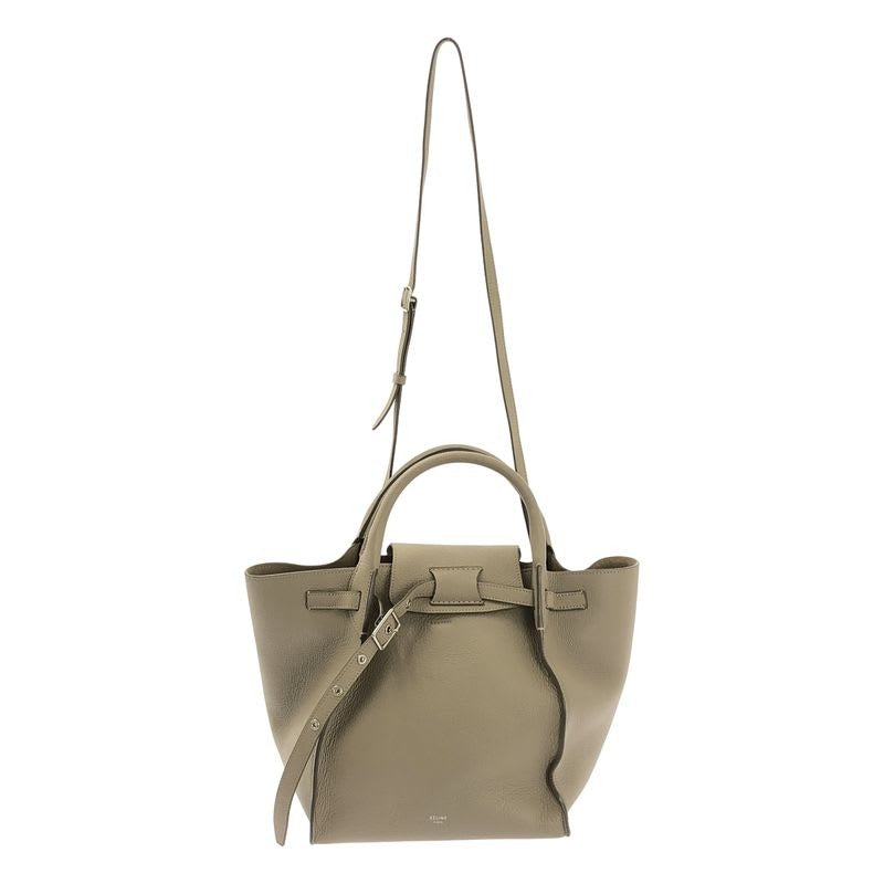 Celine Leather 2-Way Big Bag Small Handbag Light Taupe