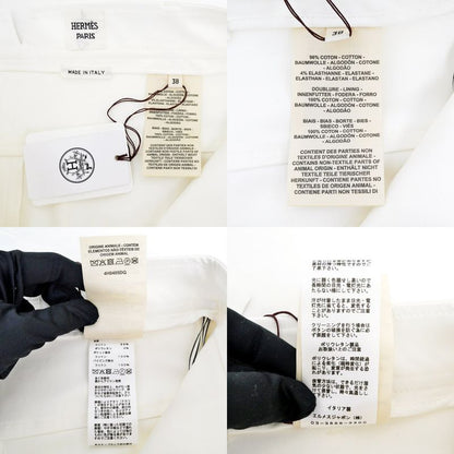 Hermes Shorts White Size 38 Cotton Polyurethane Women's Apparel Clothes
